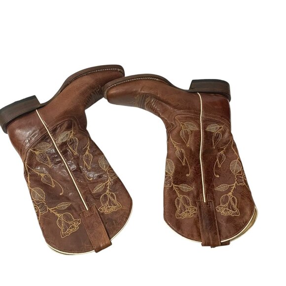 Roper Womens Desert Rose Cowboy Boots Brown Leather Square Toe Sz 6 Western - Picture 11 of 15